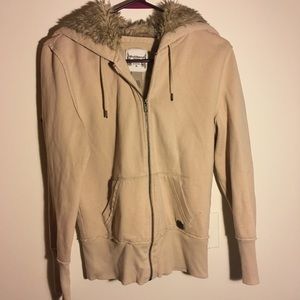Tan hoodie with faux fur